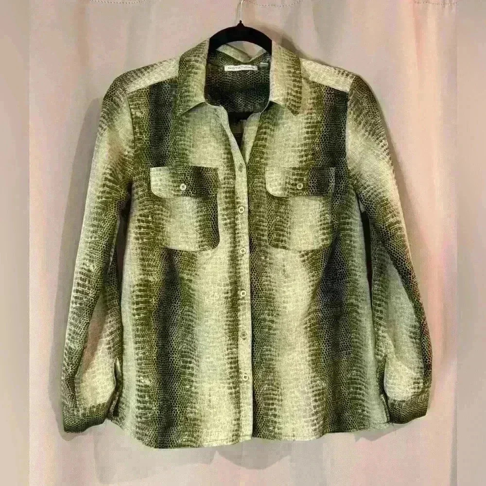 Women’s Green Notations Buttons Down